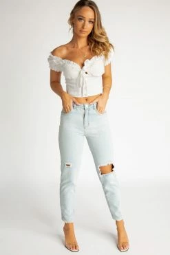 DISSH Boutiques TOPS WANDERLUST WHITE CUPPED CROP TOP