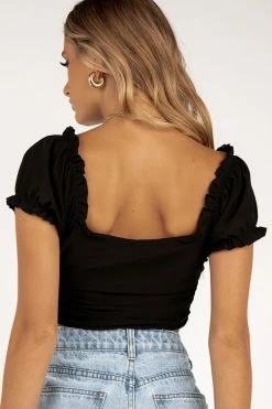 DISSH Boutiques LENA CROP TOP BLACK MESH TOPS