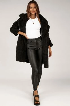 DISSH Boutiques CHARLEE BLACK TEDDY LONG COAT
