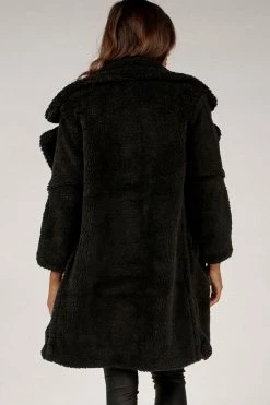 DISSH Boutiques CHARLEE BLACK TEDDY LONG COAT