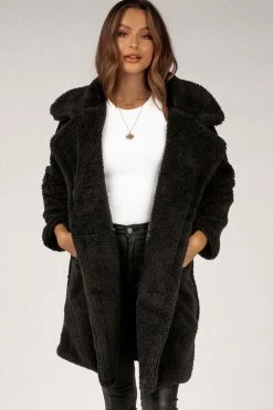 DISSH Boutiques CHARLEE BLACK TEDDY LONG COAT