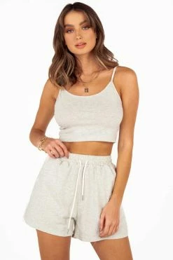 DISSH Boutiques BAMBI GREY KNIT CROP TOP
