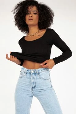 DISSH Boutiques KNITTED MY WAY BLACK KNIT TOP