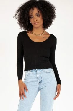 DISSH Boutiques KNITTED MY WAY BLACK KNIT TOP