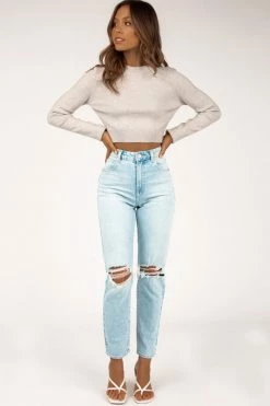 DISSH USA CHARLOTTE GREY KNIT TOP