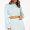 DISSH Boutiques SHARON BLUE KNIT LONG SLEEVE KNIT