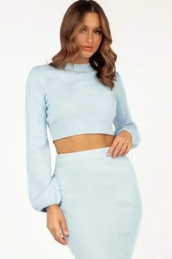 DISSH Boutiques SHARON BLUE KNIT LONG SLEEVE KNIT