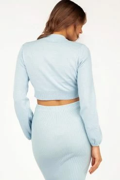 DISSH Boutiques SHARON BLUE KNIT LONG SLEEVE KNIT