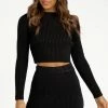 DISSH Boutiques GRANGER BLACK CROP KNIT TOP TOPS