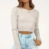DISSH Boutiques TOPS GEMMA GREY LONG SLEEVE KNIT TOP