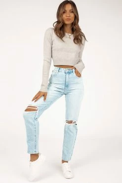 DISSH Boutiques TOPS GEMMA GREY LONG SLEEVE KNIT TOP