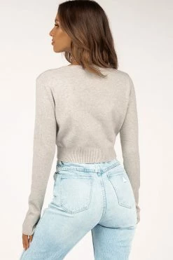DISSH Boutiques TOPS GEMMA GREY LONG SLEEVE KNIT TOP