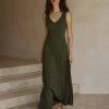 DISSH Boutiques KAT OLIVE V NECK KNIT DRESS