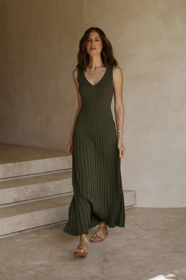 Discount ๐ DISSH Boutiques KAT OLIVE V NECK KNIT ๐ DRESS ๐คฉ 1 DISSH Boutiques KAT OLIVE V NECK KNIT DRESS