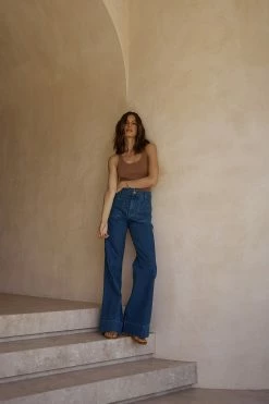 DISSH Boutiques CLOTHING PERI DARK BLUE WIDE LEG DENIM JEAN