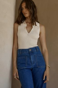 DISSH Boutiques FENTON BUTTER COLLARED KNIT TOP CLOTHING