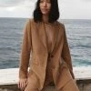 DISSH Boutiques KARLA CAMEL LINEN BLEND BLAZER CLOTHING