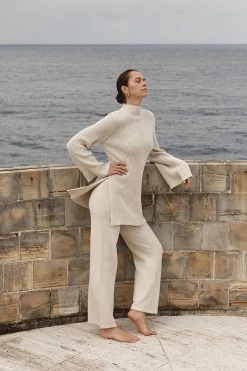 DISSH Boutiques CLOTHING HENLEY STONE SLEEVED KNIT TUNIC