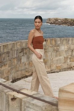 DISSH Boutiques CLOTHING CARRIE TAN BANDEAU KNIT TOP