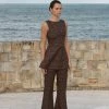 DISSH Boutiques CLOTHING FAME BLACK CHOC GEO LINEN TUNIC