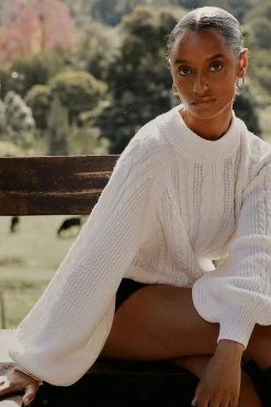 DISSH Boutiques SWEATERS DUTTON OFF WHITE CABLE KNIT JUMPER