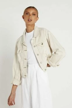 DISSH Boutiques OUTERWEAR UPTOWN BONE DENIM BOMBER JACKET