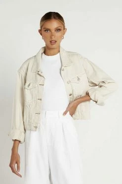 DISSH Boutiques OUTERWEAR UPTOWN BONE DENIM BOMBER JACKET