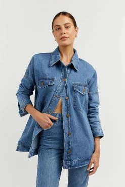 DISSH Boutiques PERI MID BLUE DENIM SHACKET CLOTHING