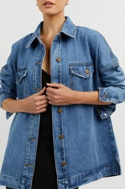 DISSH Boutiques PERI MID BLUE DENIM SHACKET CLOTHING