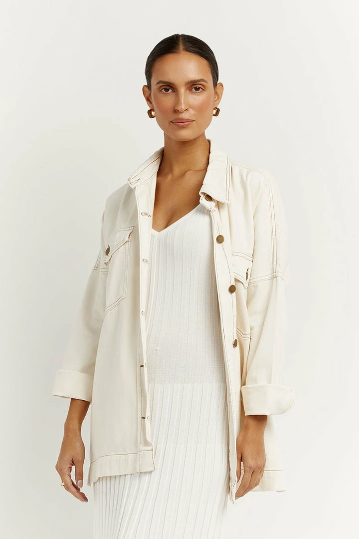 Best Sale ๐ฏ DISSH Boutiques PERI CREAM DENIM SHACKET ๐คฉ 2 DISSH Boutiques PERI CREAM DENIM SHACKET