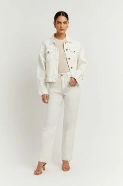 DISSH Boutiques AGNES OFF WHITE STRAIGHT DENIM JEAN
