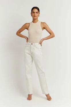 DISSH Boutiques AGNES OFF WHITE STRAIGHT DENIM JEAN