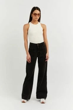 DISSH Boutiques CLOTHING PERI WASHED BLACK WIDE LEG JEAN