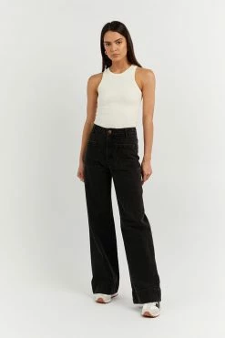 DISSH Boutiques CLOTHING PERI WASHED BLACK WIDE LEG JEAN