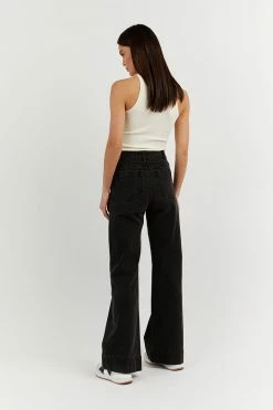 DISSH Boutiques CLOTHING PERI WASHED BLACK WIDE LEG JEAN