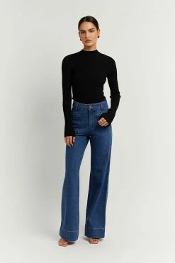 DISSH Boutiques CLOTHING PERI DARK BLUE WIDE LEG DENIM JEAN