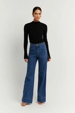 DISSH Boutiques CLOTHING PERI DARK BLUE WIDE LEG DENIM JEAN
