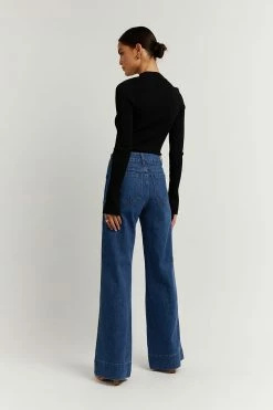 DISSH Boutiques CLOTHING PERI DARK BLUE WIDE LEG DENIM JEAN
