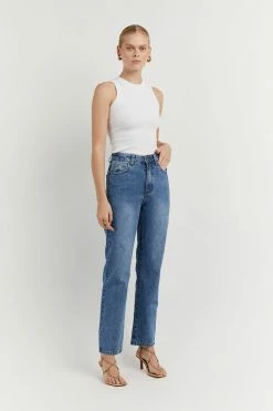 DISSH Boutiques FINLEY MID BLUE STRAIGHT LEG JEAN