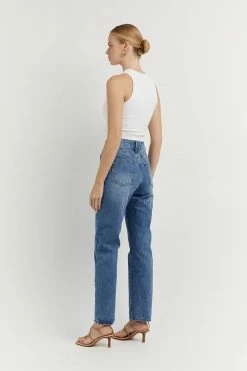DISSH Boutiques FINLEY MID BLUE STRAIGHT LEG JEAN