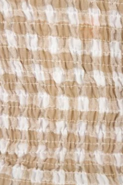 DISSH Boutiques LUCIA SHIRRED OAT GINGHAM TOP TOPS