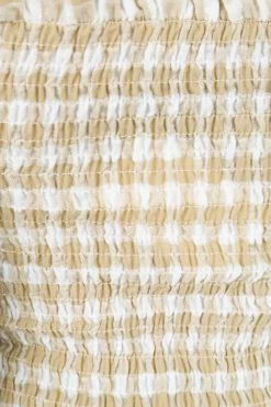 DISSH Boutiques LUCIA SHIRRED OAT GINGHAM TOP TOPS