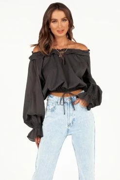 DISSH Boutiques LIZZIE ASH SLOUCHY FRILL BLOUSE TOPS