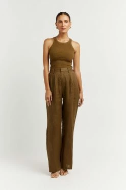 DISSH Boutiques NORAH OLIVE LINEN PANT CLOTHING