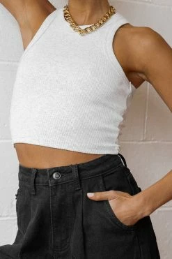 DISSH Boutiques TOPS ICONIC CROP GREY KNIT TOP