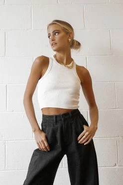 DISSH Boutiques TOPS ICONIC CROP GREY KNIT TOP
