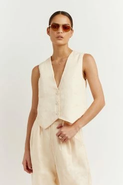 DISSH Boutiques CLOTHING BANKS BUTTER LINEN VEST
