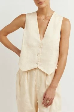 DISSH Boutiques CLOTHING BANKS BUTTER LINEN VEST