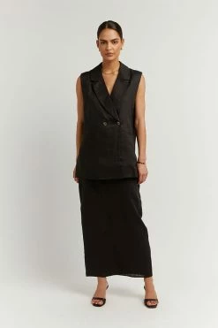 DISSH Boutiques CASSIA BLACK LINEN VEST