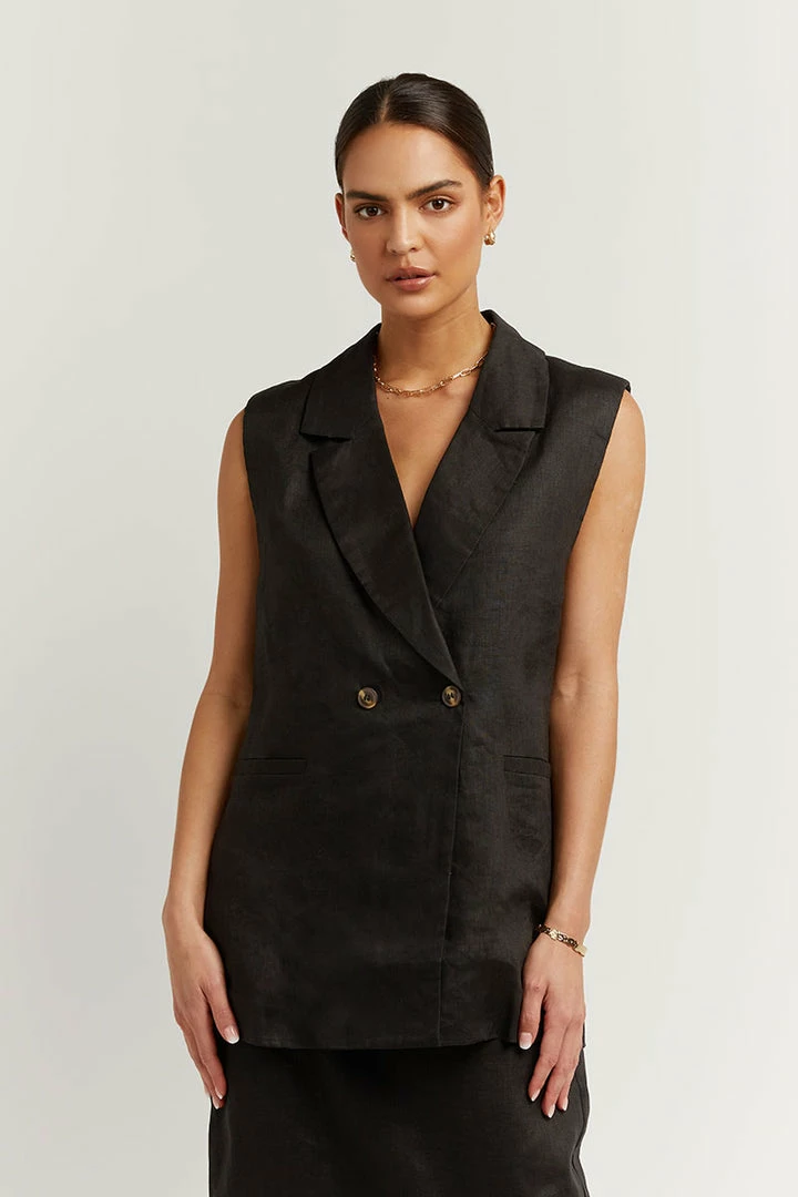 Top 10 ๐งจ DISSH Boutiques CASSIA BLACK LINEN VEST ๐ 3 DISSH Boutiques CASSIA BLACK LINEN VEST